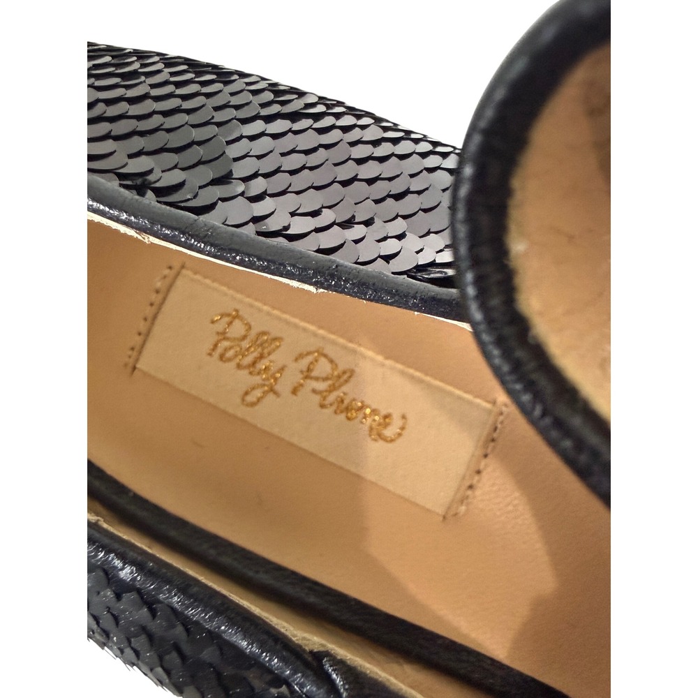 Polly Plume Bonnie Black Sequin Pointed Toe Bow Flat Made in Italy Size 40 Women - Picture 5 of 8